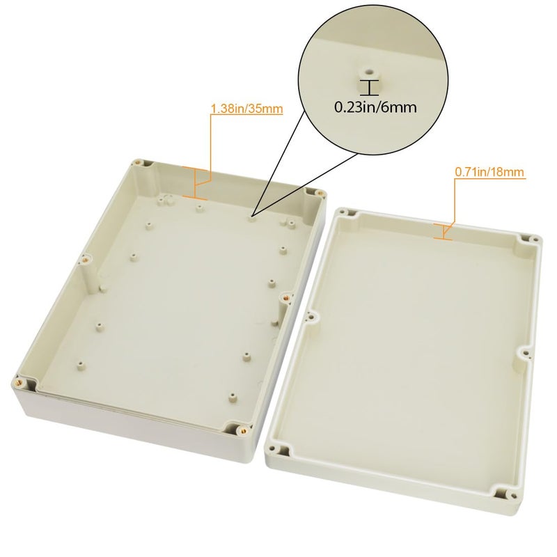 LeMotech Waterproof Dustproof IP65 ABS Plastic Junction Box Universal Electric Project Enclosure Pale Gray 10.4 x 7.2 x 2.4 inch (263 x 182 x 60 mm) - Image 4